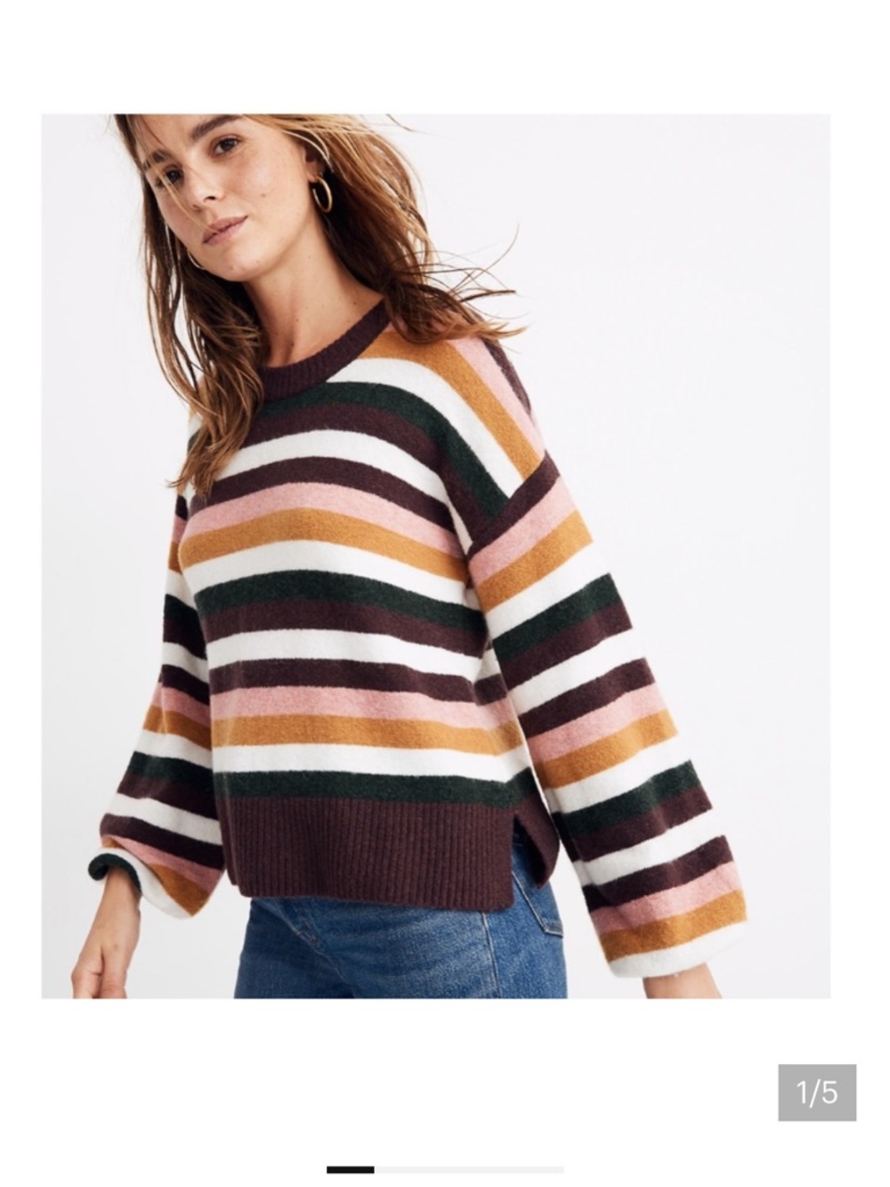 Madewell Multicolor Striped Knit Pullover Sweater in cozy yarn Crew Neck size s